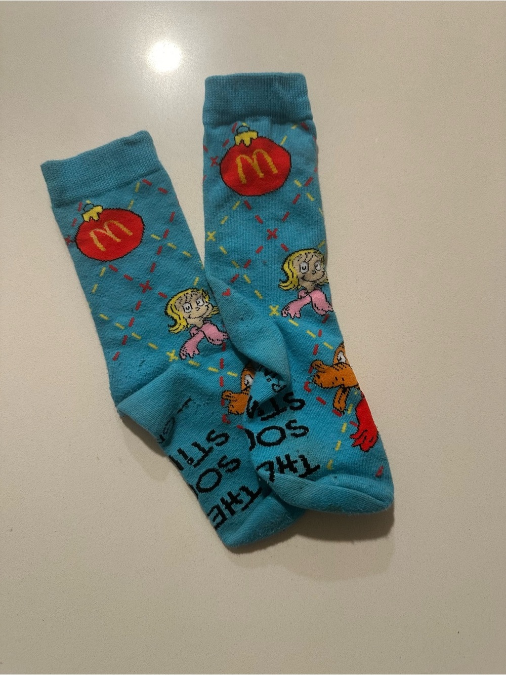 McDonald's Turquoise Kids Crew Socks with Character and Red Logo